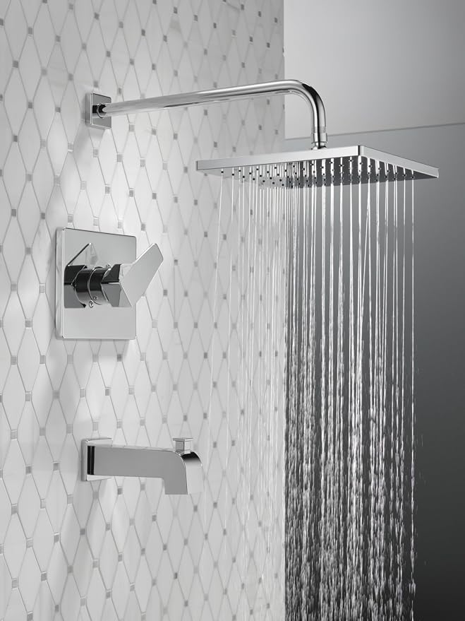 Delta Faucet Modern Raincan Square Single-Function Tub and Shower Trim Kit - Image 6