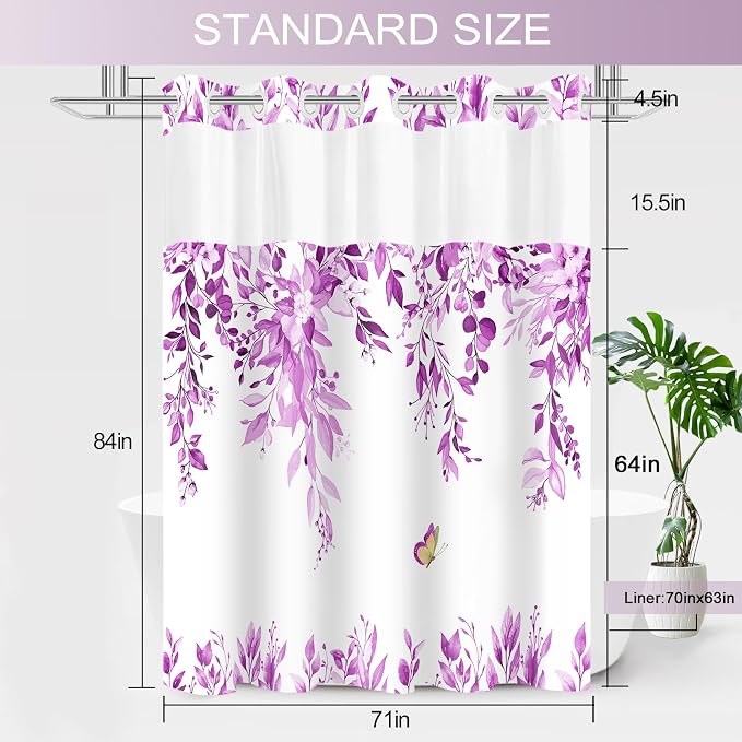No Hook Shower Curtain and Liner Set, Bath Curtain Sets - Image 7