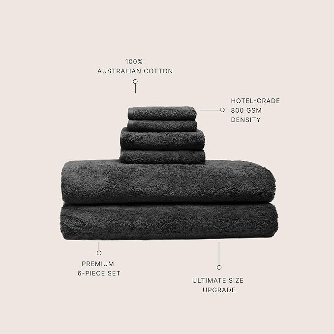 Italic Ultraplush Luxe 6 Piece Towel Set – 2 Bath Sheets, 2 Hand Towels - Image 2