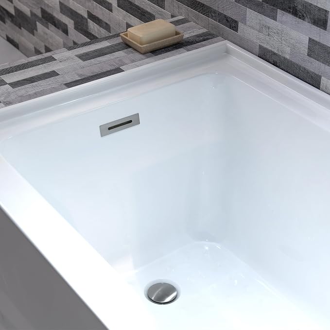 WOODBRIDGE 60" Acrylic Rectangular Alcove Soaking Bathtub in White - Image 6