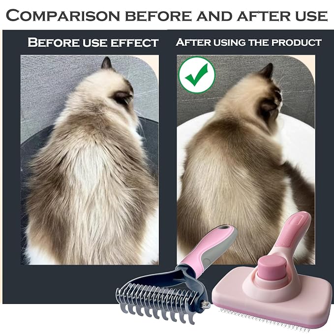 2PCS pet hair removal comb & Dog Brushes & cat brushes & Pet Grooming Rake & - Image 5