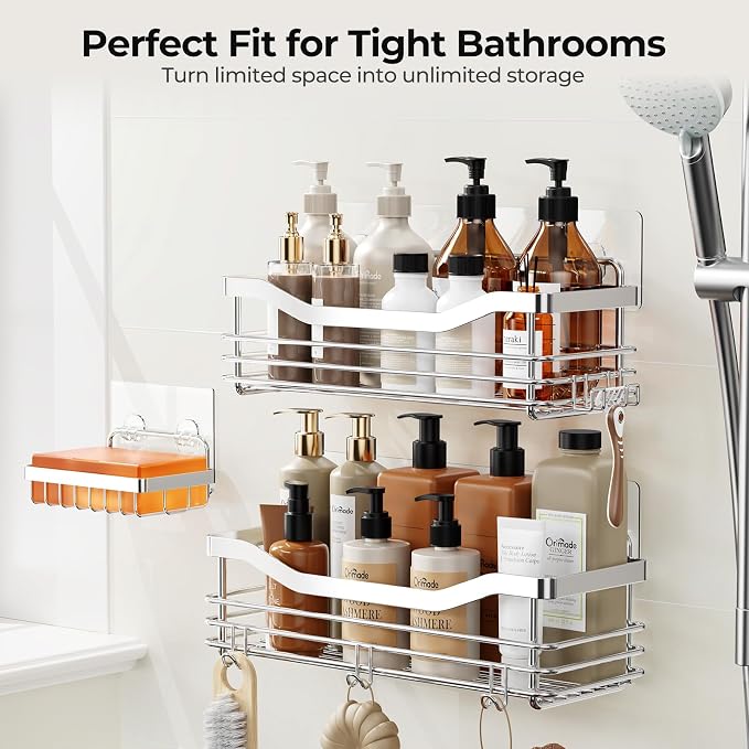 Orimade Shower Caddy Basket Soap Dish Holder Shelf - Image 4