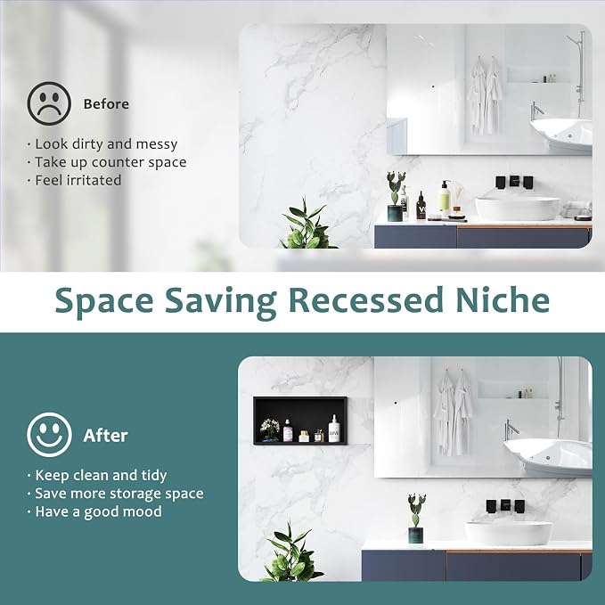 Shower Niche No Tile Needed, Recessed 2-Tier Shelf - Image 5
