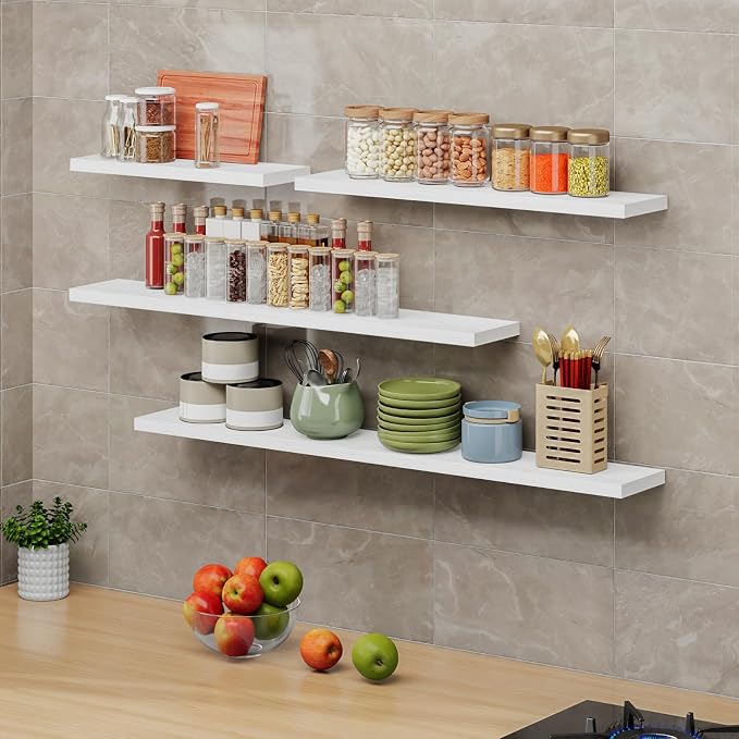 SAUMONIERES Floating Shelves 8 Inch Deep Solid Wood Wide Wall Shelf Set of 1 - Image 7