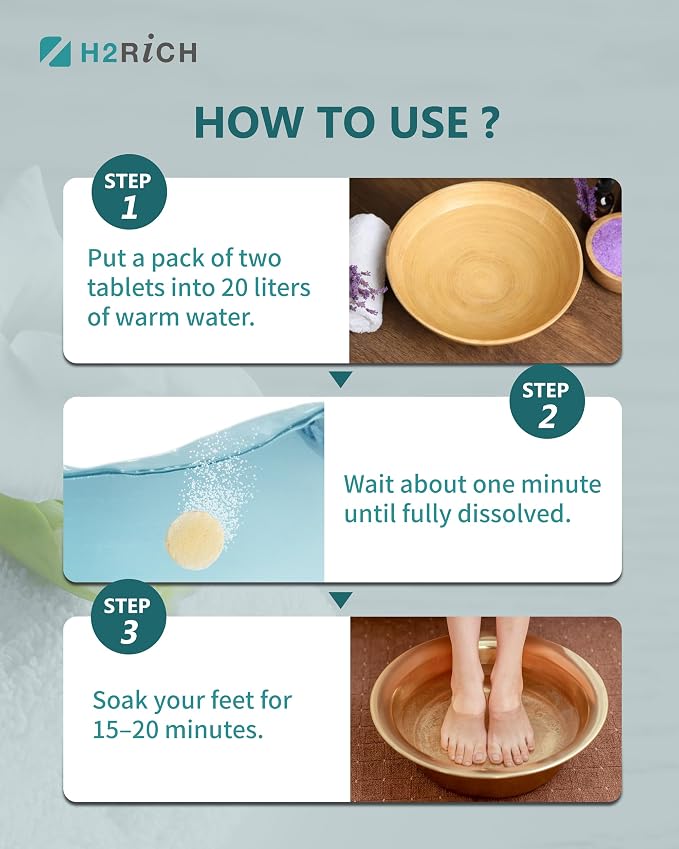Hydrogen Foot Soak Effervescent Tablets 10 Pack | Ginger & Mugwort Herb Foot - Image 8