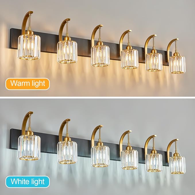 6-Light Crystal Vanity Light, 51.18" Long Over Mirror Lighting - Image 3
