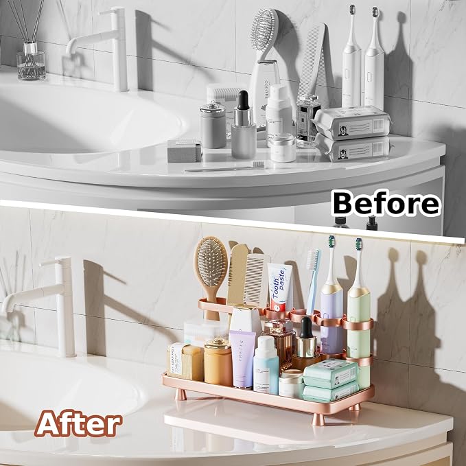 Electric Toothbrush Holder for Bathroom Countertop 5 Metal Slots Toothpaste - Image 4