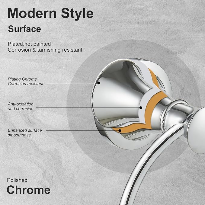 BESy Polished Chrome Bathroom Hand Towel Ring Towel Holder, Rustproof Wall - Image 5