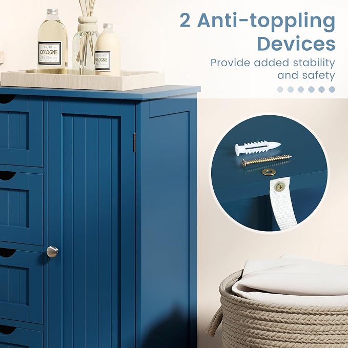 Tangkula Bathroom Floor Cabinet, Freestanding Storage Cabinet - Image 6