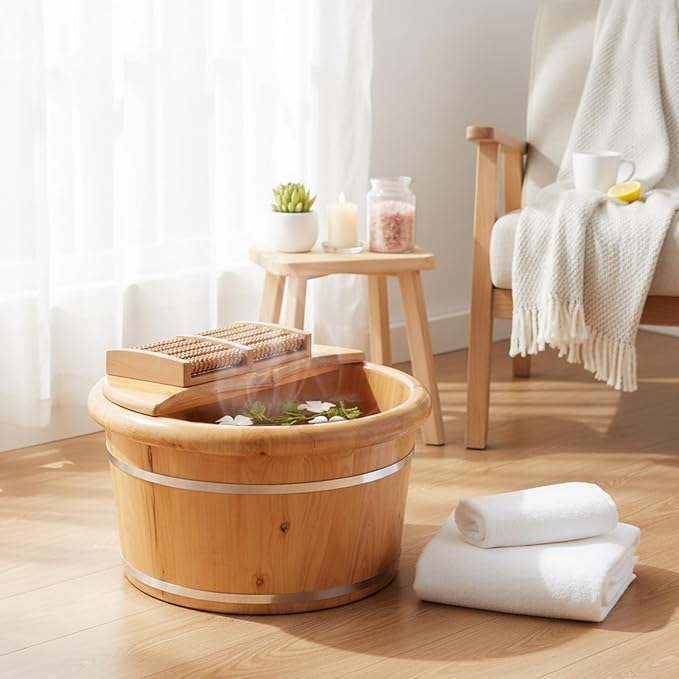 Geelin 10.24 Inch Tall Wooden Foot Bath Bucket - Image 6