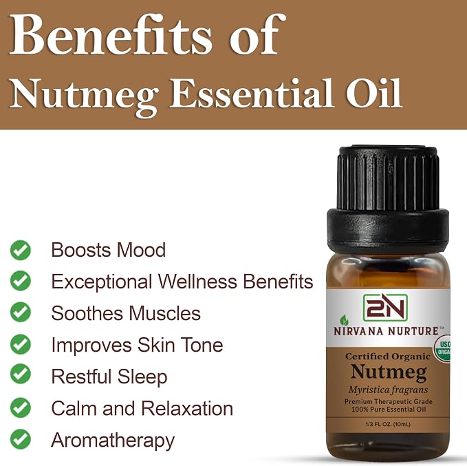 Nutmeg Essential Oil USDA Certified Organic, 100% Pure Natural Premium Grade - Image 3