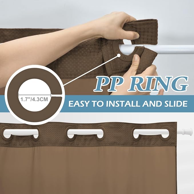 Brown Stall No Hook Shower Curtain - Image 3
