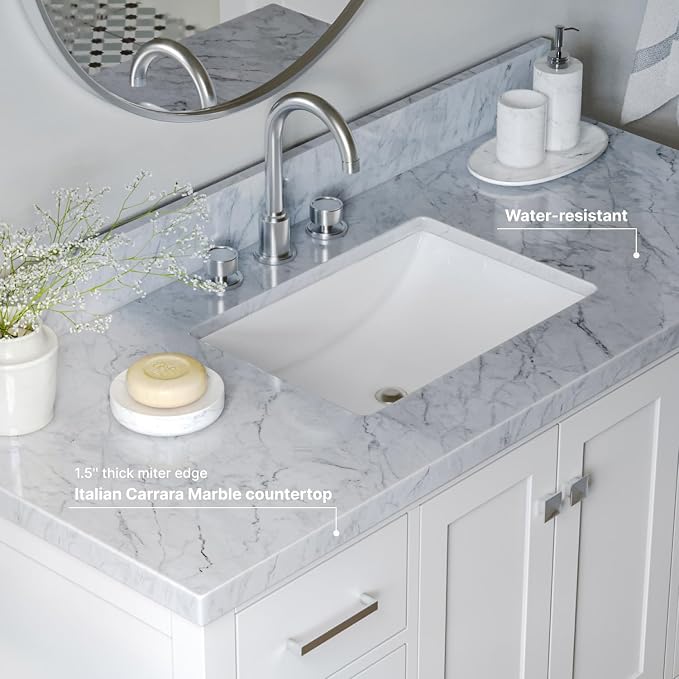 ARIEL Cambridge 49" White Bathroom Vanity - Image 5