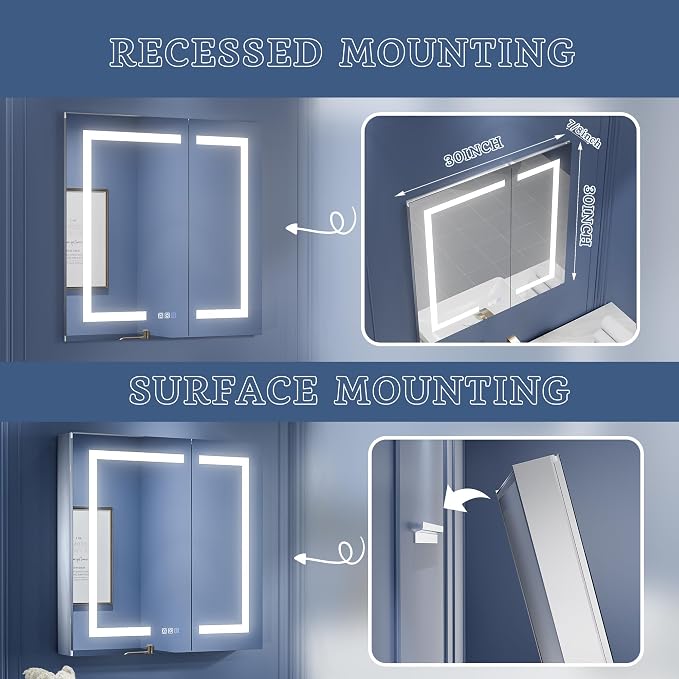 ExBrite LED Lighted Bathroom Medicine Cabinet - Image 8