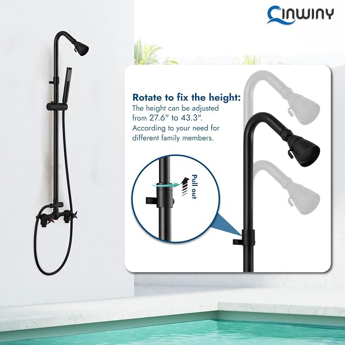 Matte Black Wall Mount Outdoor Shower Kit - Image 3