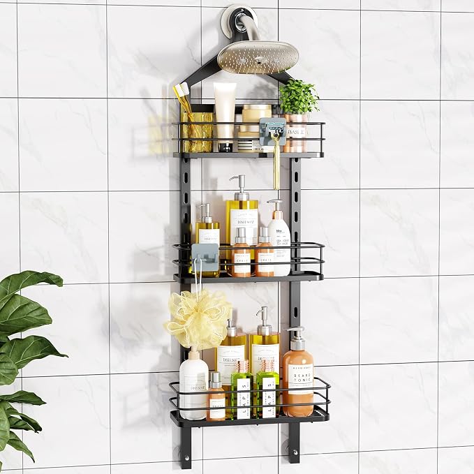 ODesign 3 Tier Height-Adjustable Shower Caddy Hanging Hanger Anti-Swing-Over by ODesign