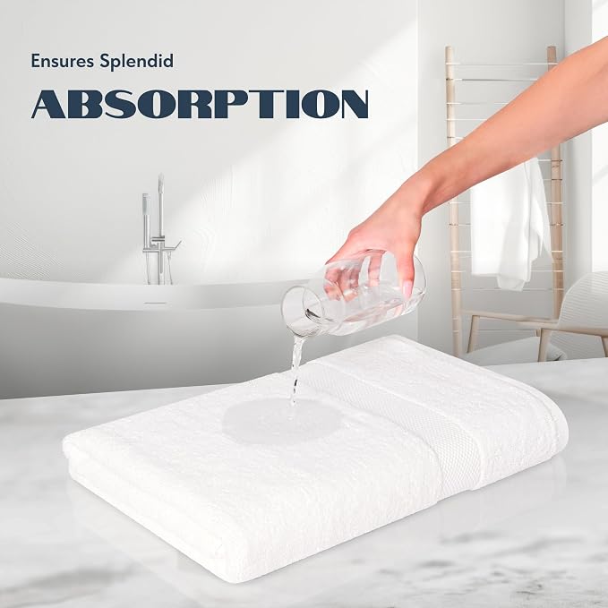 White Classic Luxury Bath Towels Set of 4 Large - Image 4