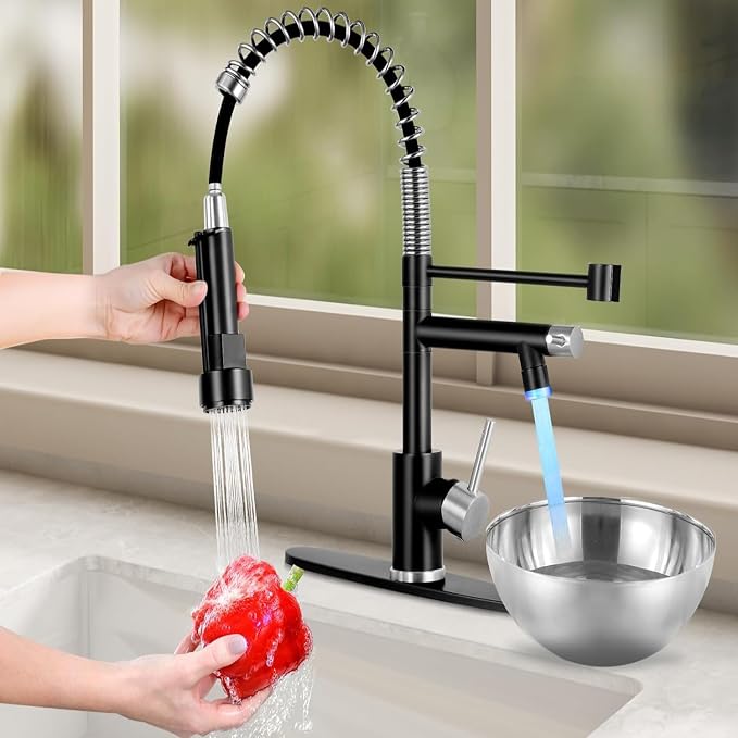 Smart Kitchen Faucet, 3 Modes Pull Down Sprayer, LED Temperature Control - Image 3