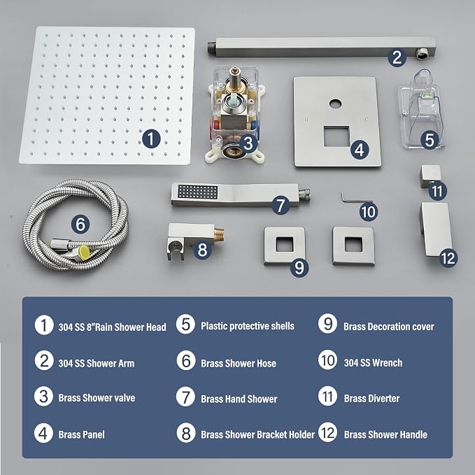 Shower Faucet Set Brushed Nickel Shower System - Image 7