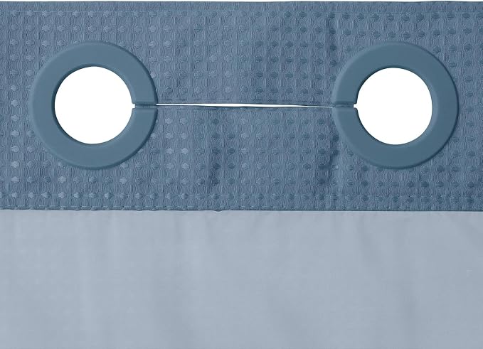 River Dream Blue Shower Curtain No Hooks Required Dotted Waffle Weave Shower - Image 9