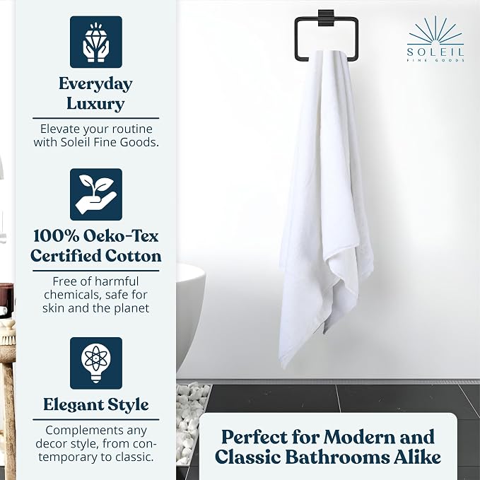 Soleil Fine Goods Luxurious 800 GSM 100% Cotton Bath Towel Set - Image 5