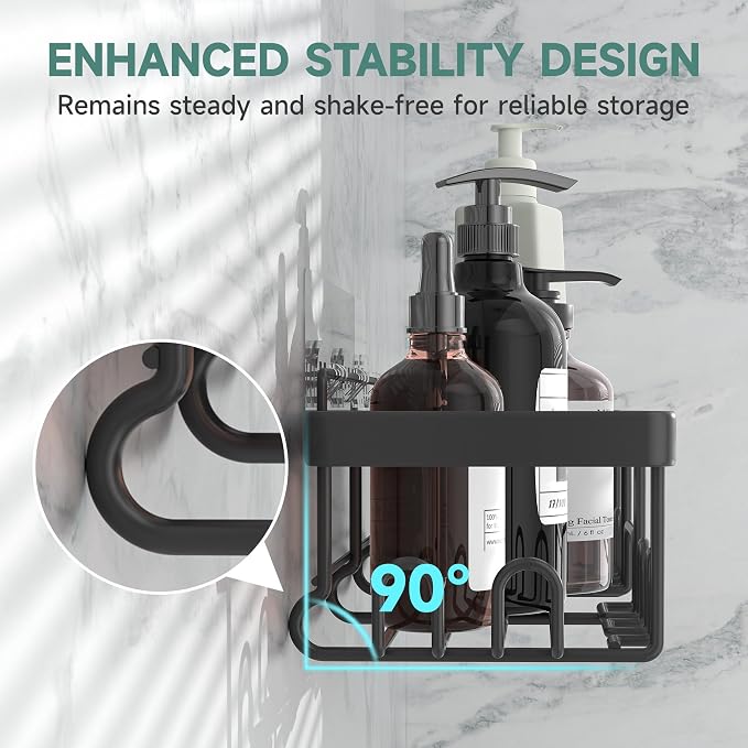 Veken 5-Pack Rustproof & Waterproof Shower Caddy 5-Pack, No Drilling Adhesive - Image 2