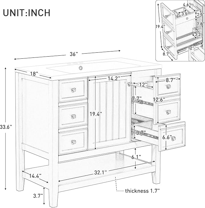 Favfurish 36" Bathroom Vanity - Image 2