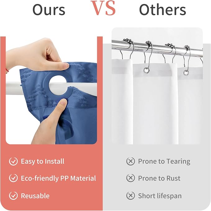 Hookless Shower Curtain with Snap in Liner 71" x 74" Double-Layer Waterproof - Image 4