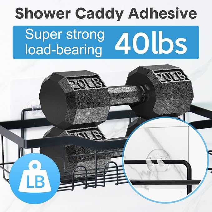 Shower Caddy Adhesive Replacement, Transparent Strong Adhesive Hooks, No - Image 3