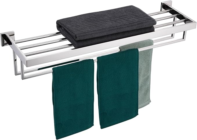 KOKOSIRI 32'' Bathroom Towel Shelf Chrome Towel Rack by KOKOSIRI
