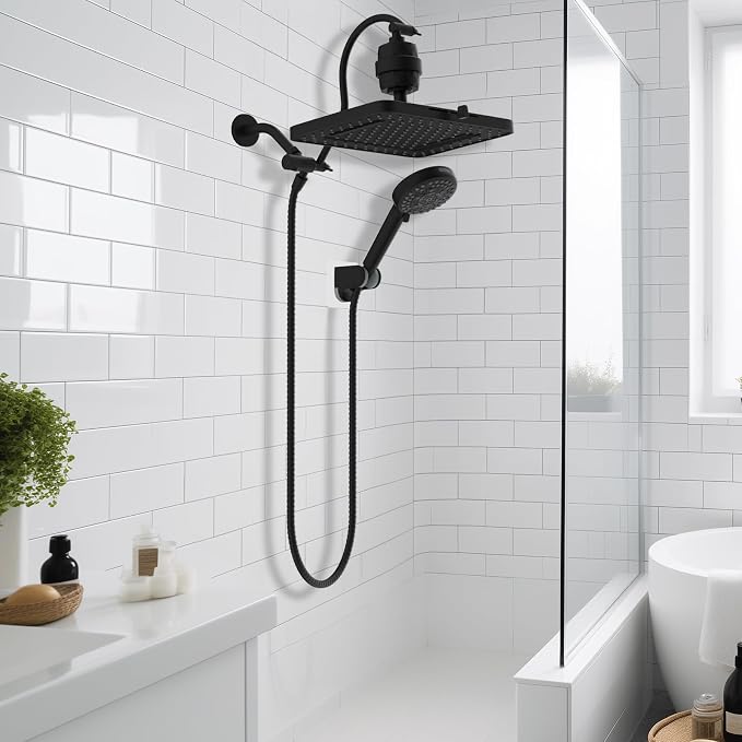 Hibbent Upgraded 5-spray 13'' Dual Filtered Rainfall Shower Head Combo - Image 9