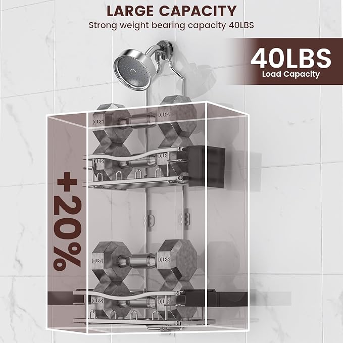 REINHARDT Shower Caddy Hanging, Rustproof Shower Caddy Anti-Swing Shower - Image 3