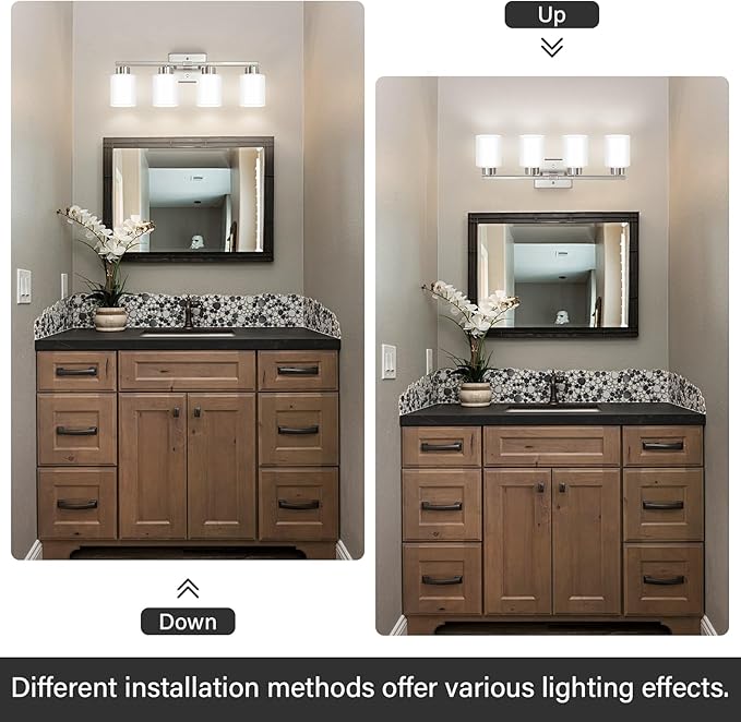 Brushed Nickel Bathroom Light Fixtures, 4-Light Modern Vanity Light Over Mirror - Image 4