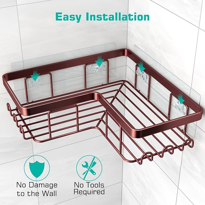 YASONIC Corner Shower Caddy, Rustproof Stainless Steel, No Drilling Wall - Image 5