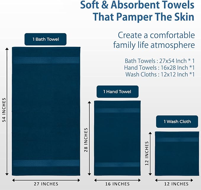 DAN RIVER 100% Ring Spun Cotton 3-Piece Towel Set, Bath Towel, Hand Towel and - Image 4