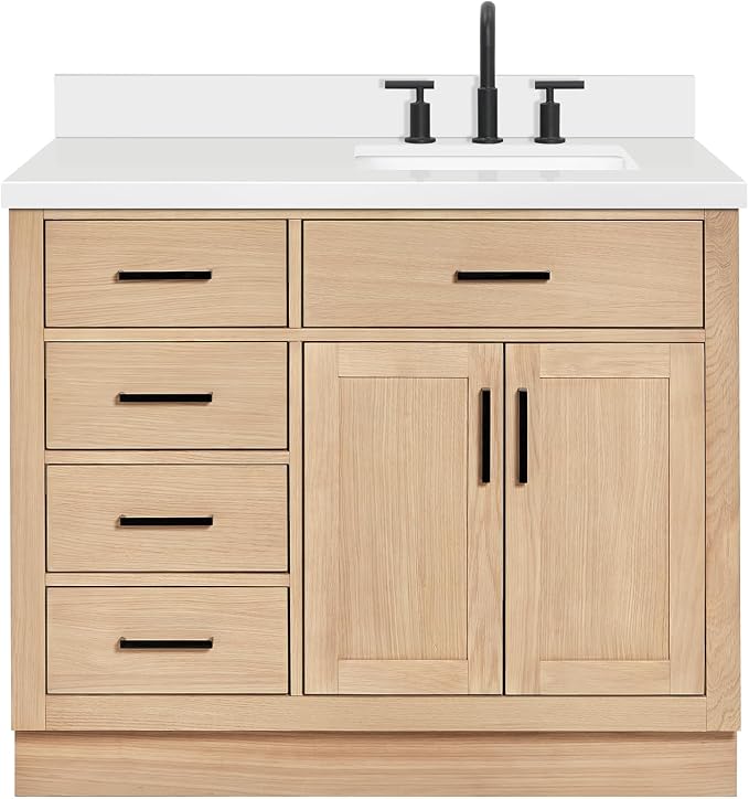 ARIEL Hepburn 43" Inch Oak Single Bathroom Vanity by Ariel