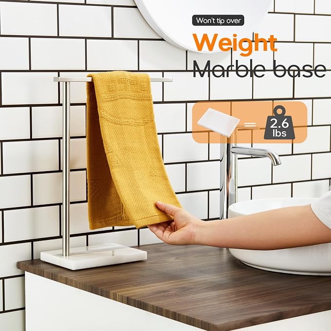 Standing Towel Rack Brushed Nickel 1-Tier Towel Bar - Image 4