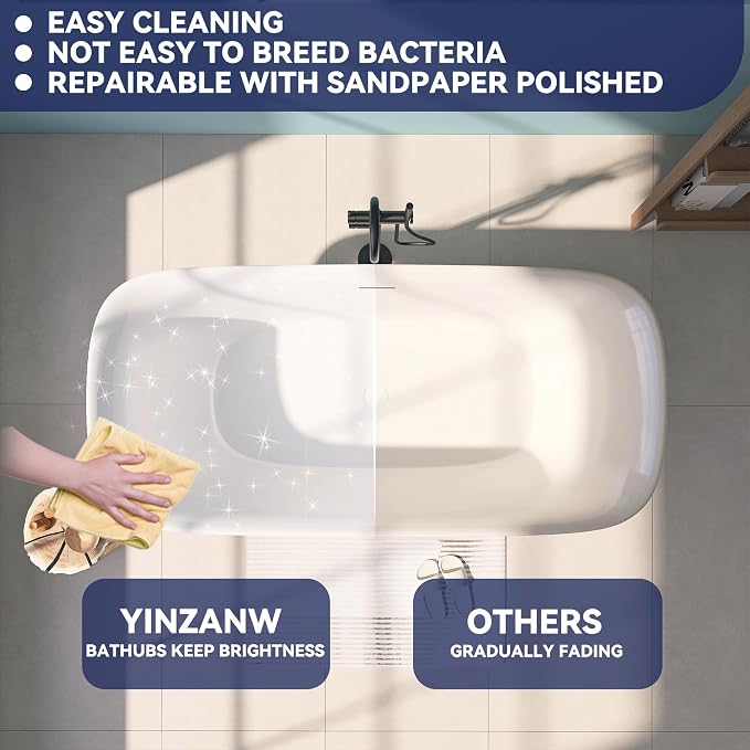 67" Acrylic Free Standing Tub, Stand Alone Tub, Freestanding Bathtub, Soaking - Image 5