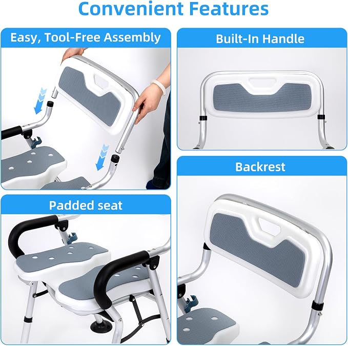 Shower Chair for Inside Shower, Foldable Shower Chair for Elderly and Disabled - Image 5