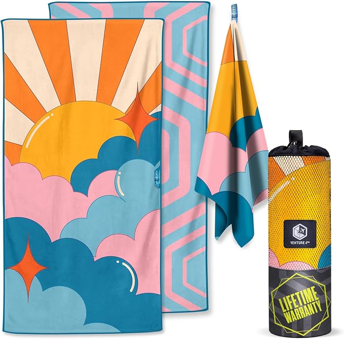 VENTURE 4TH Microfiber Beach Towel: Quick-Dry, Sandproof and Lightweight by VENTURE4TH