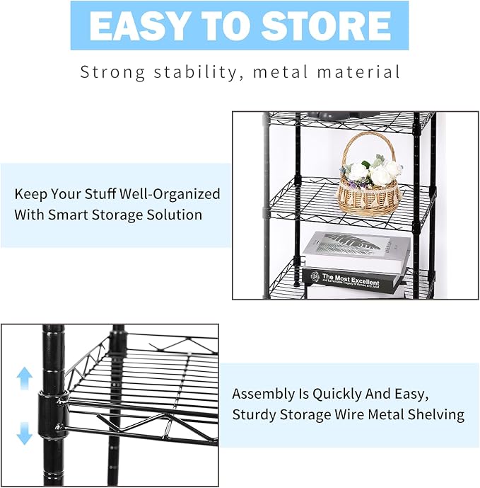 5-Tier Wire Shelving Adjustable Shelves Unit Metal Storage Rack - Image 6