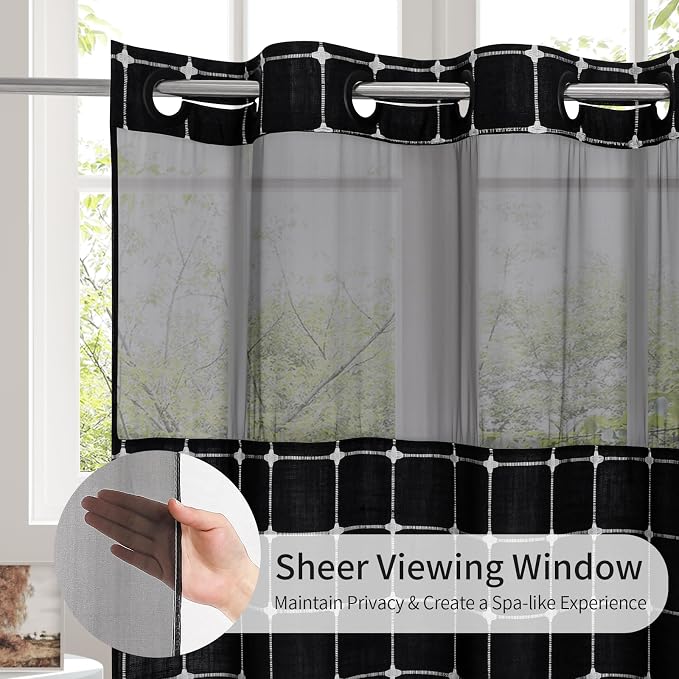 No Hooks Required Farmhouse Shower Curtain - Image 3
