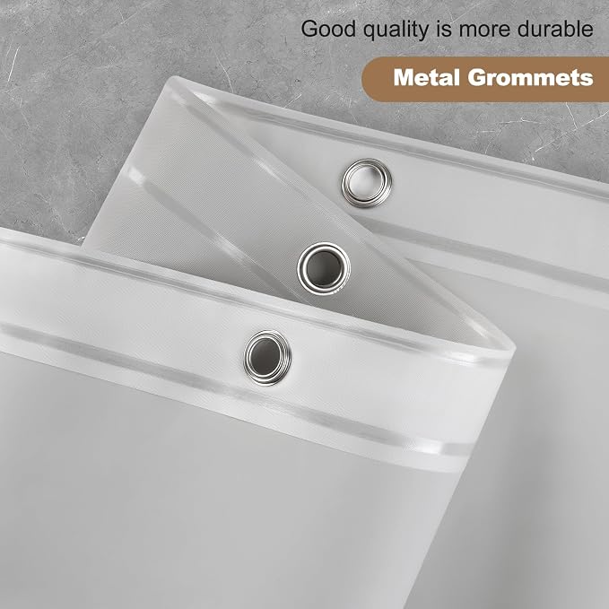 UFRIDAY Grey Shower Curtain Liner Premium PEVA 72 x72 inch, Heavy Duty Shower - Image 5
