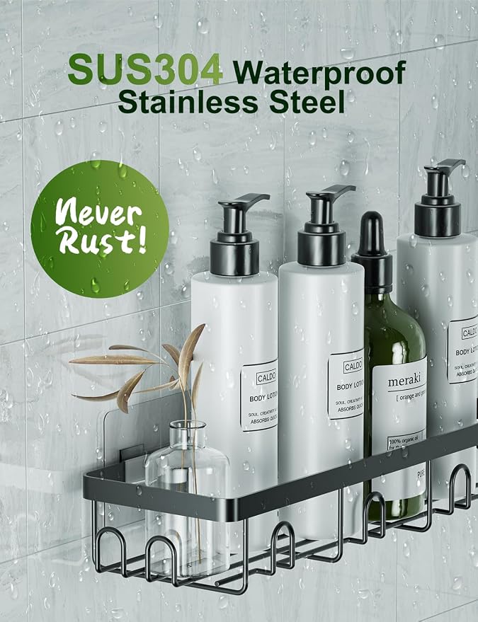 GVY Shower Caddy 5 Pack, Adhesive Shower Organizer Bathroom Shelves, Rustproof - Image 2