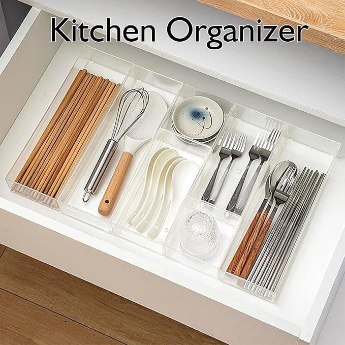 Stackable Acrylic Drawer Organizer Set, Office Desk, Vanity and Kitchen Utensils - Image 6