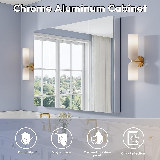 WELLFOR 48" x 36" Bathroom Medicine Cabinet - Image 3