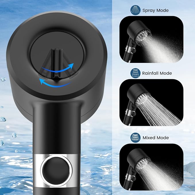 Filtered Shower Head with Handheld, High Pressure 3 Spray Mode Showerhead with - Image 4