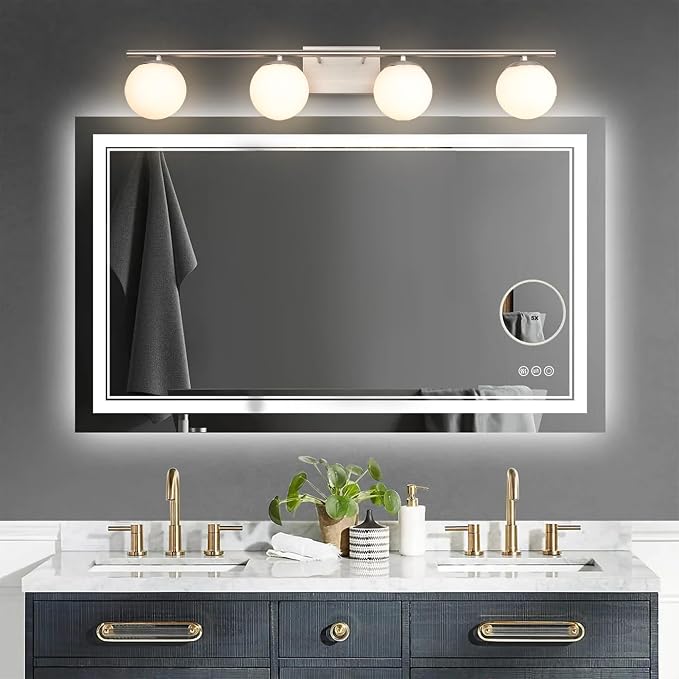 New Bathroom Vanity Light Fixtures 4 Lights Brushed Nickel Glass Shade Modern - Image 7