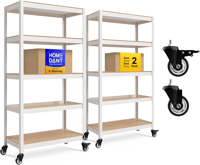 HOMEDANT House 5-Tier Metal Rolling Cart Shelf Rack Casters Heavy Duty by TheBestOrganizingSolution