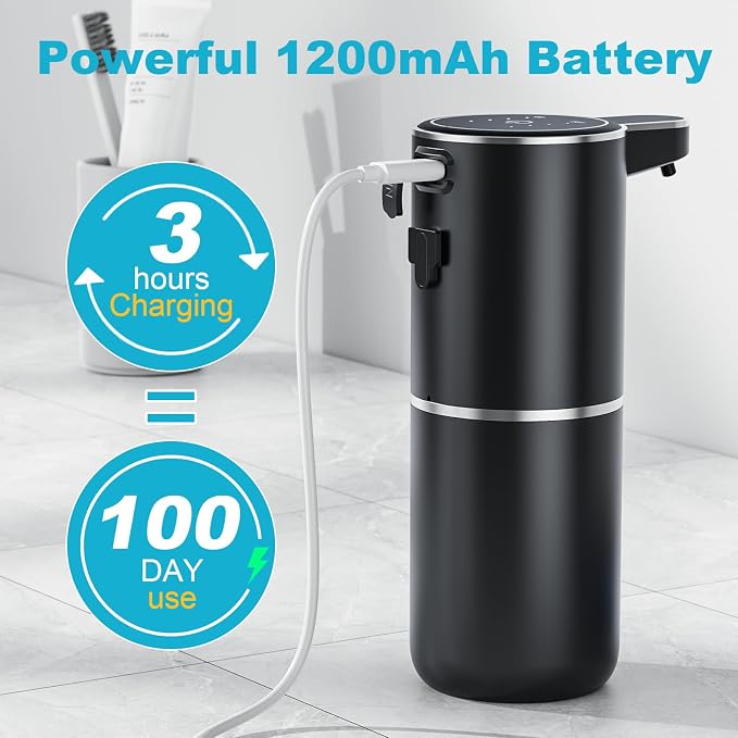 Automatic Soap Dispenser Touchless, 4-Level Adjustable 1200mAh, 12.8oz/380ml - Image 5